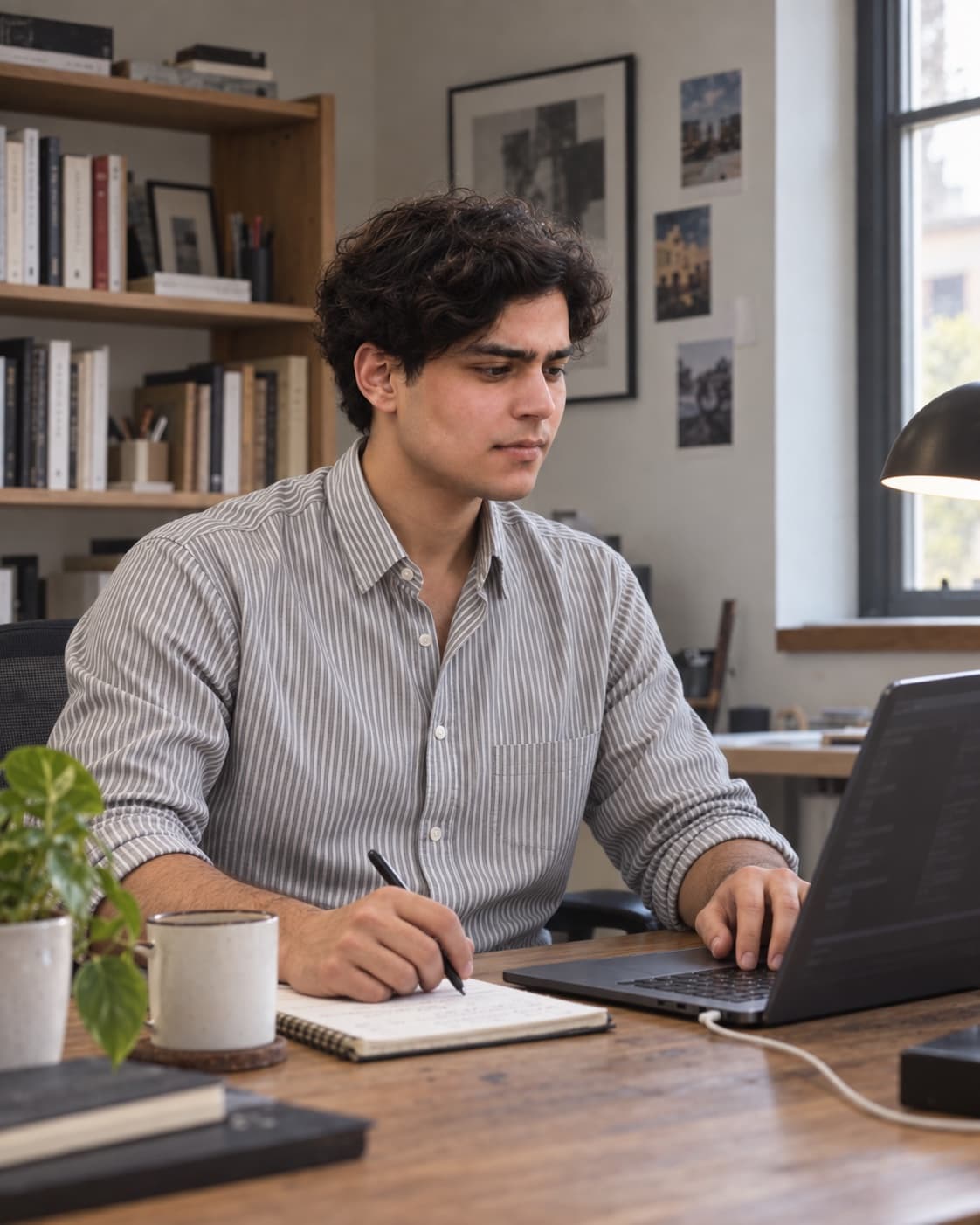 Ivan Ostap working on a laptop at his desk